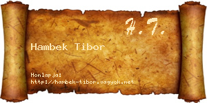 Hambek Tibor névjegykártya